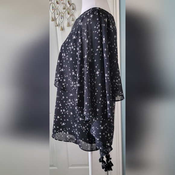 Laundry by Shelli Segal Blouse Women's 8 Black & White Twinkle Star Long-sleeved - Picture 3 of 16